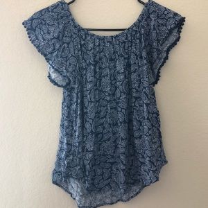 Blue Paisley Print Blouse Top